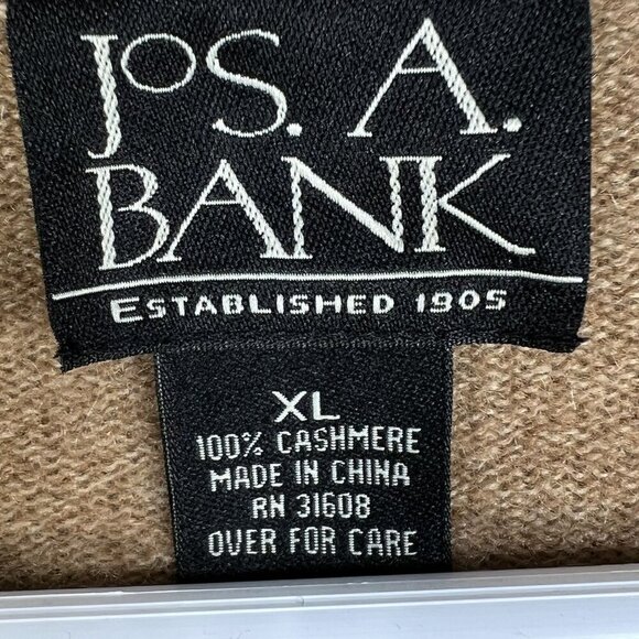 Jos. A. Bank Mens XL Tan Pullover V-Neck 100% Cashmere SOFT Sweater Quiet Luxury - Picture 11 of 14